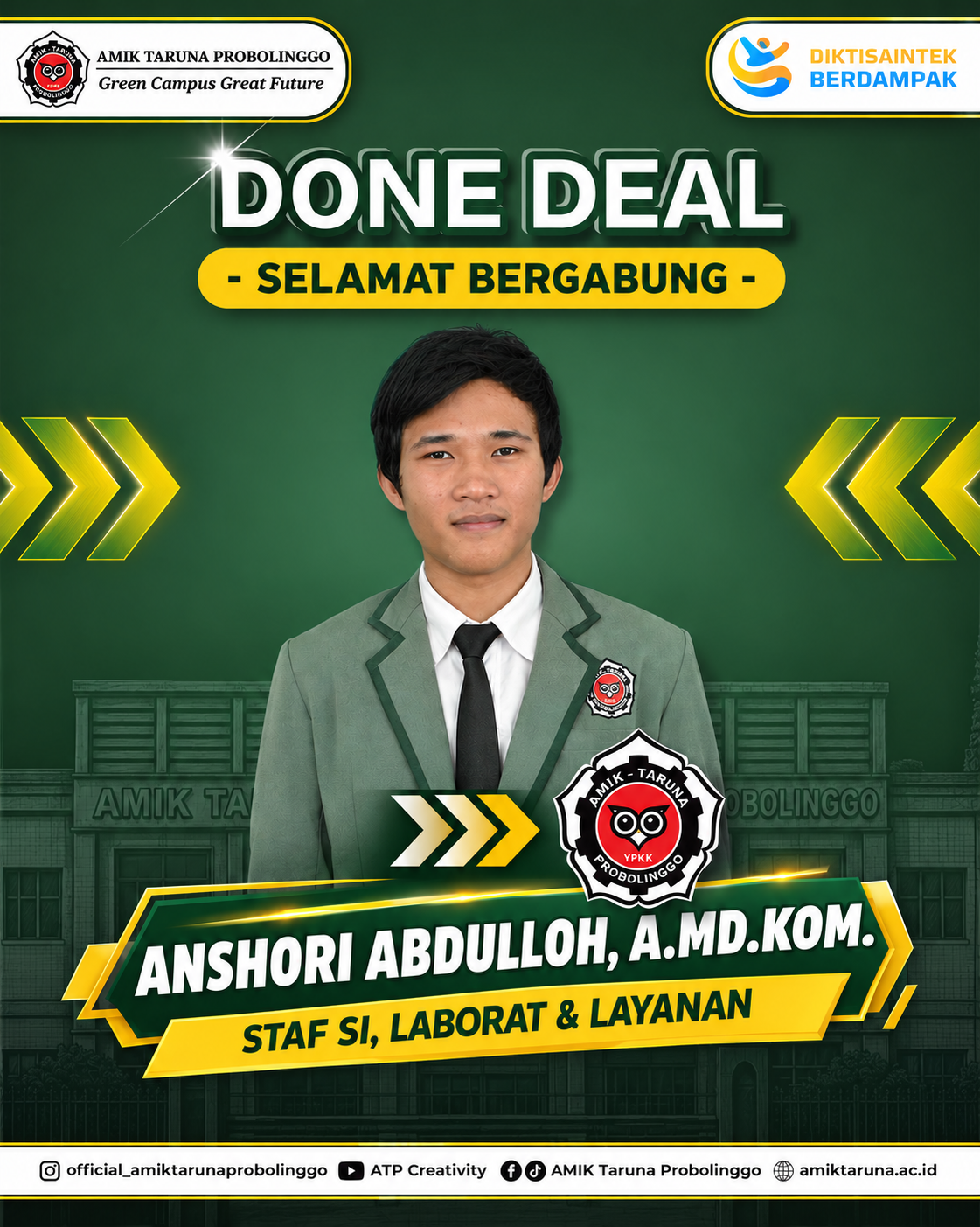 “Done Deal! Selamat Bergabung di AMIK Taruna, Wajah Baru di AMIK Taruna” 🎉💚
